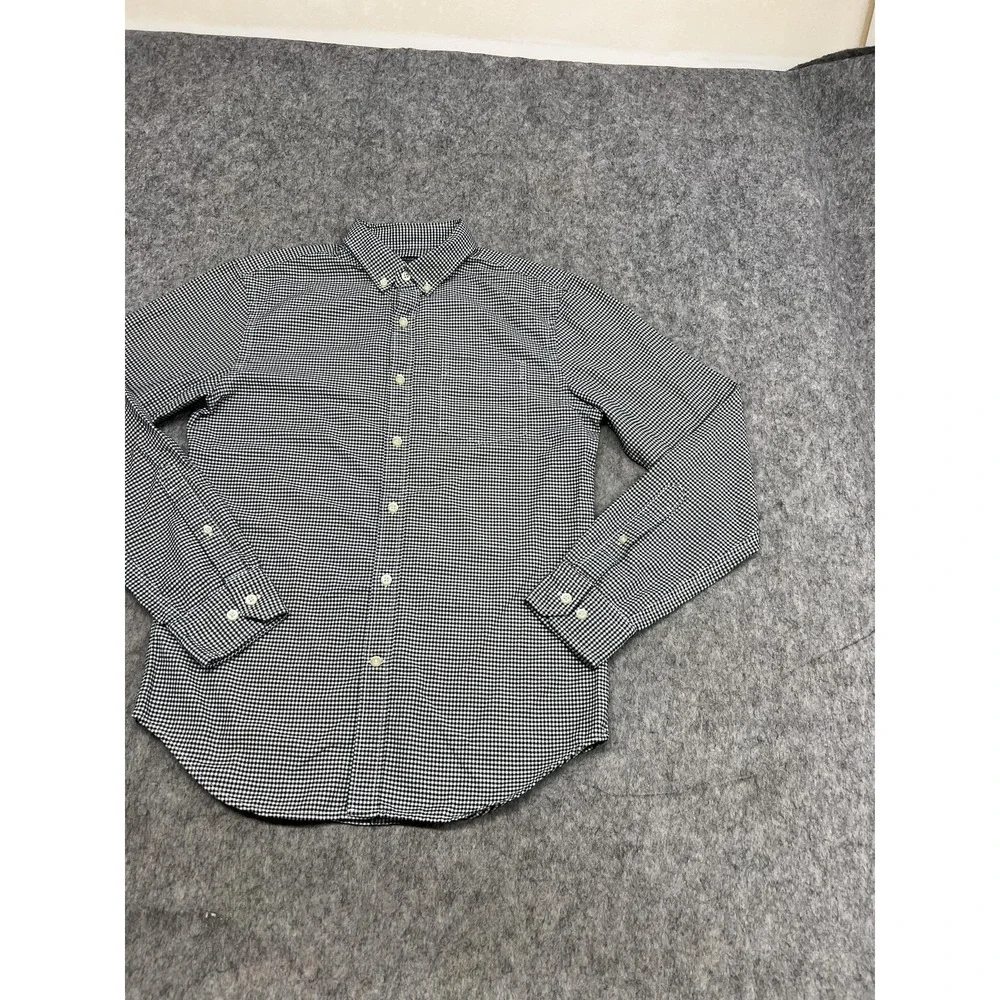 Banana‎ Republic Shirt Mens S Black Check Grant Fit Oxford Button Career Office
